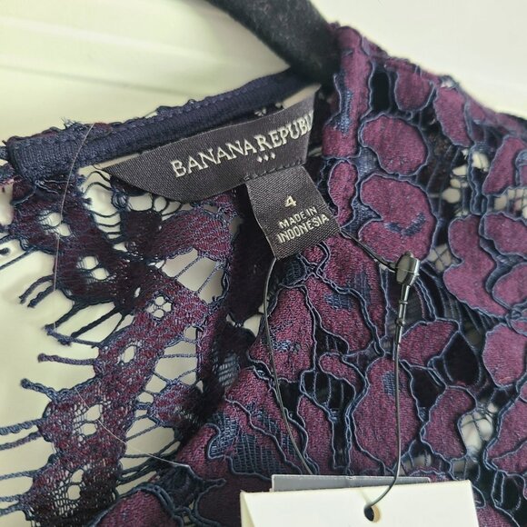 Nwt Banana Republic ladies sz 4 purple lace Sheath dress - Picture 3 of 6